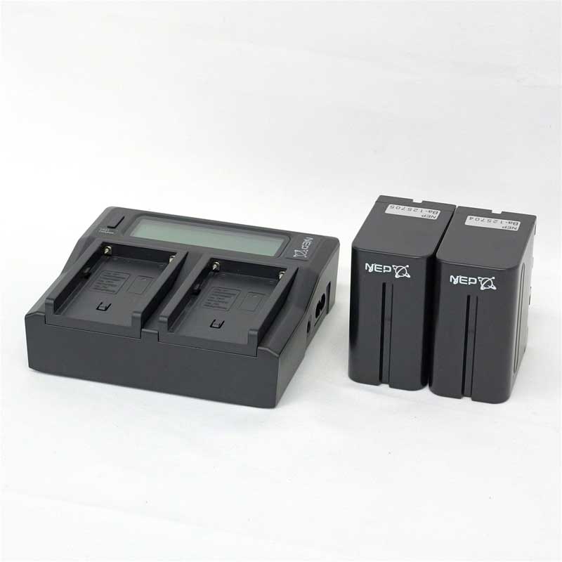 【SCX-600-F970 ジャンク品】 NEP ソニーF970用 2連同時充電器（バッテリー2本付）